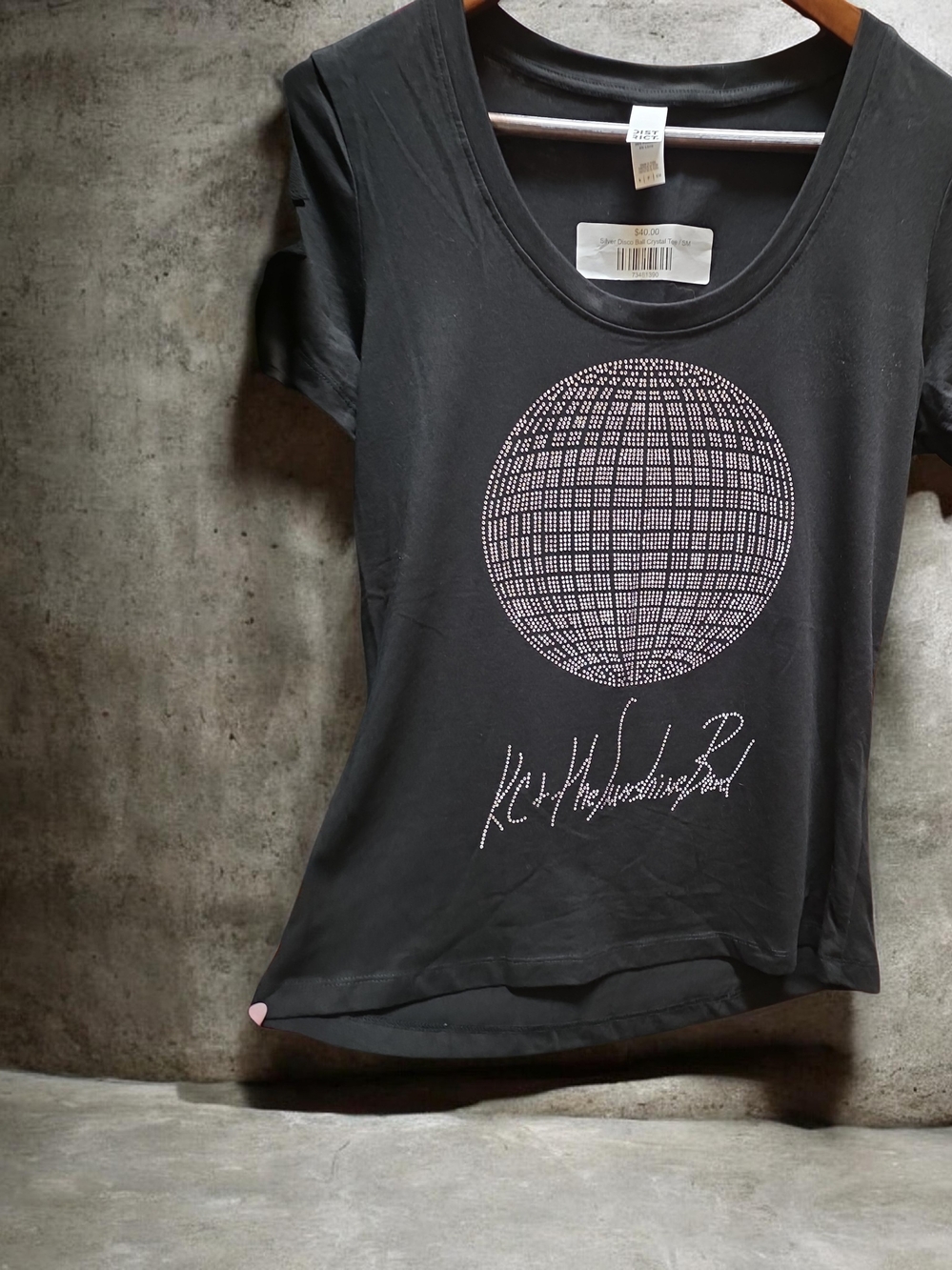 Black Rhinestone Globe Graphic Tee